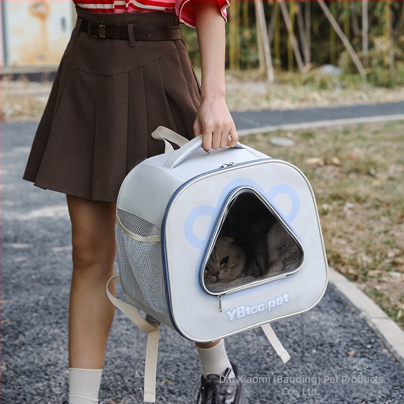 Macska hordozó hátizsák légáteresztő ablakkal, összecsukható (Nylon; 6,5 kg kapacitás; átlátszó ablak)