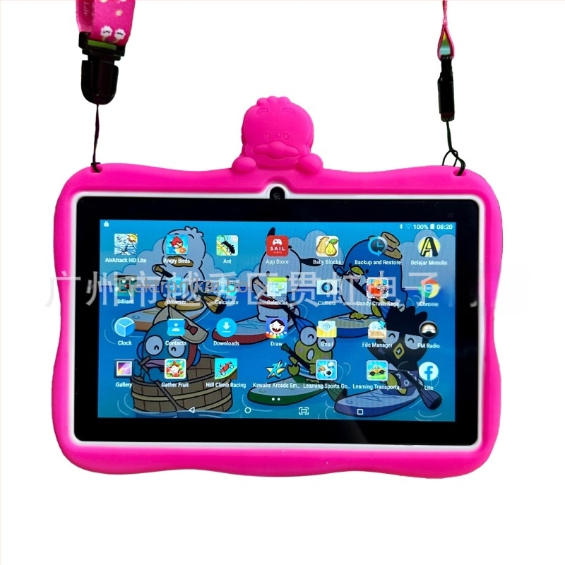 Gyerekeknek szánt tablet ütésálló kijelzővel, Android rendszer, négymagos processzor, 256GB flash memória, Wi‑Fi, dupla kamera