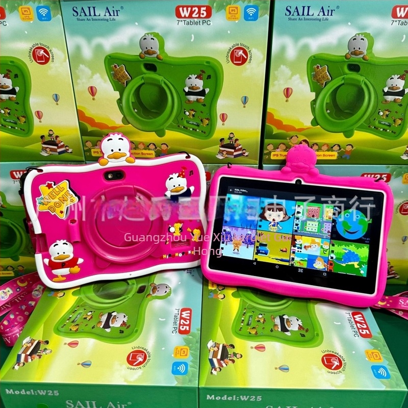 Gyerekeknek szánt tablet ütésálló kijelzővel, Android rendszer, négymagos processzor, 256GB flash memória, Wi‑Fi, dupla kamera
