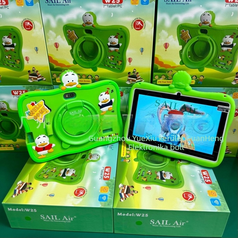 Gyerekeknek szánt tablet ütésálló kijelzővel, Android rendszer, négymagos processzor, 256GB flash memória, Wi‑Fi, dupla kamera