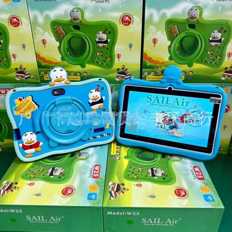 Gyerekeknek szánt tablet ütésálló kijelzővel, Android rendszer, négymagos processzor, 256GB flash memória, Wi‑Fi, dupla kamera