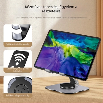 Asztali tartó telefonok és tabletákhoz, alumíniumötvözetből, 360°-os forgás, hőelvezető dizájn
