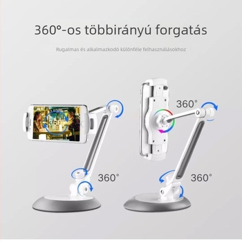 Asztali lámpa-stílusú ötvözet tartó, 360°-ban állítható, univerzális okostelefonokhoz és tabletekhez, asztali állvány emelő típusú (Tidery 165; 1107 g; kompatibil iPhone/iPad)
