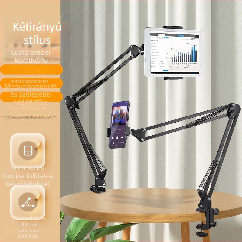 Lazy bracket – alumínium ötvözet tablet-tartó, ágyhoz és íróasztalhoz, univerzális stílus, kompatibil iPad/tablet