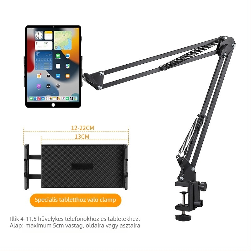 Lazy bracket – alumínium ötvözet tablet-tartó, ágyhoz és íróasztalhoz, univerzális stílus, kompatibil iPad/tablet
