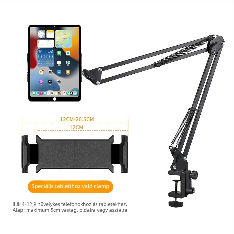 Lazy bracket – alumínium ötvözet tablet-tartó, ágyhoz és íróasztalhoz, univerzális stílus, kompatibil iPad/tablet