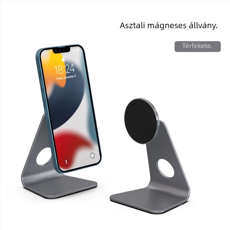 Apple eszközökhöz való asztali mágneses állvány – alumíniumötvözet alap, modell PB01-13, OEM feldolgozás, kompatibil iPad/iPhone sorozattal