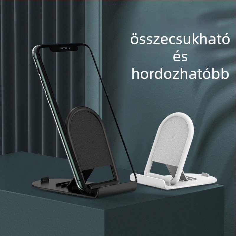 Asztali állvány telefonhoz és tablethez, összecsukható, hordozható, univerzális kialakítás, műanyag szerkezet