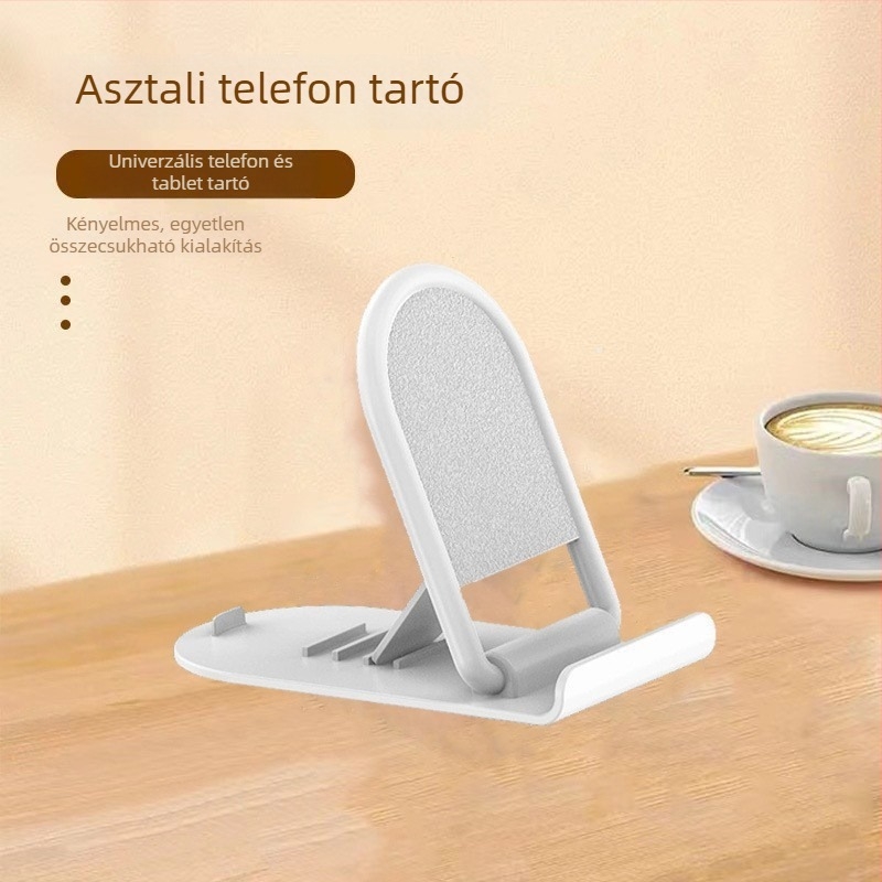 Asztali állvány telefonhoz és tablethez, összecsukható, hordozható, univerzális kialakítás, műanyag szerkezet