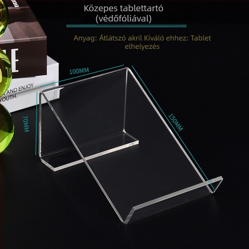 Akril tabletatartó asztali állvány, kettős oldalas, kompatibilis iPad-del, több modell