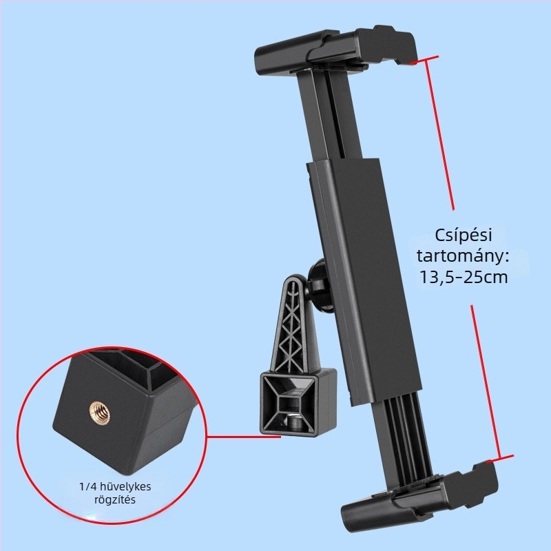 Tabletta tartó vastag lemezklippel – 27 mm-es klipsz vastagság, 17 mm gömbcsukló, tömeg 144 g