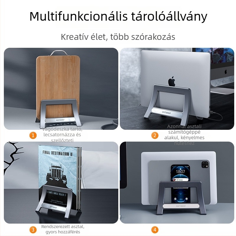 Multifunkciós univerzális állvány telefonhoz, tablethez és számítógéphez, összecsukható, műanyag, modell 03671, Paifan/Oatsbasf