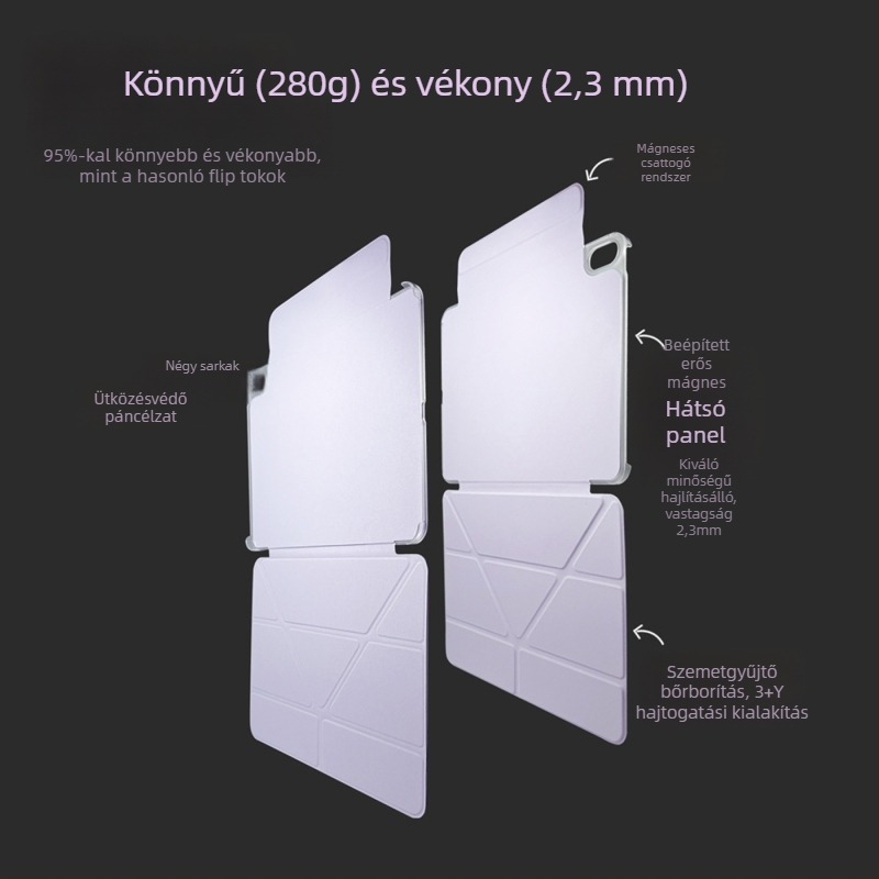 Négyszögletű mágneses klip Apple iPad 11 hüvelykes Air 7-hez, 10.9 hüvelykes vékony ütésálló tok