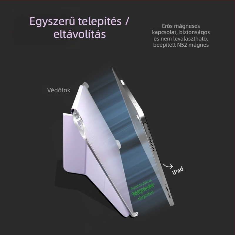 Négyszögletű mágneses klip Apple iPad 11 hüvelykes Air 7-hez, 10.9 hüvelykes vékony ütésálló tok