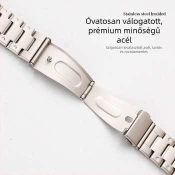 Rozsdamentes acél okosóra szíj, él bevont pontokkal, kompatibil Apple Watch és Huawei GT