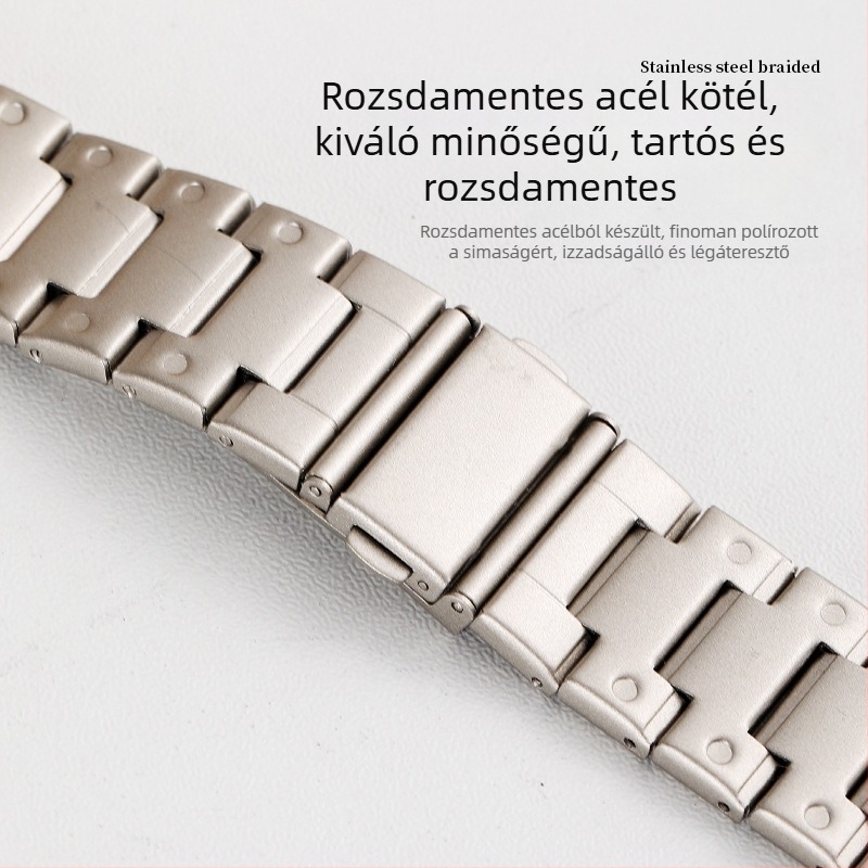 Rozsdamentes acél okosóra szíj, él bevont pontokkal, kompatibil Apple Watch és Huawei GT