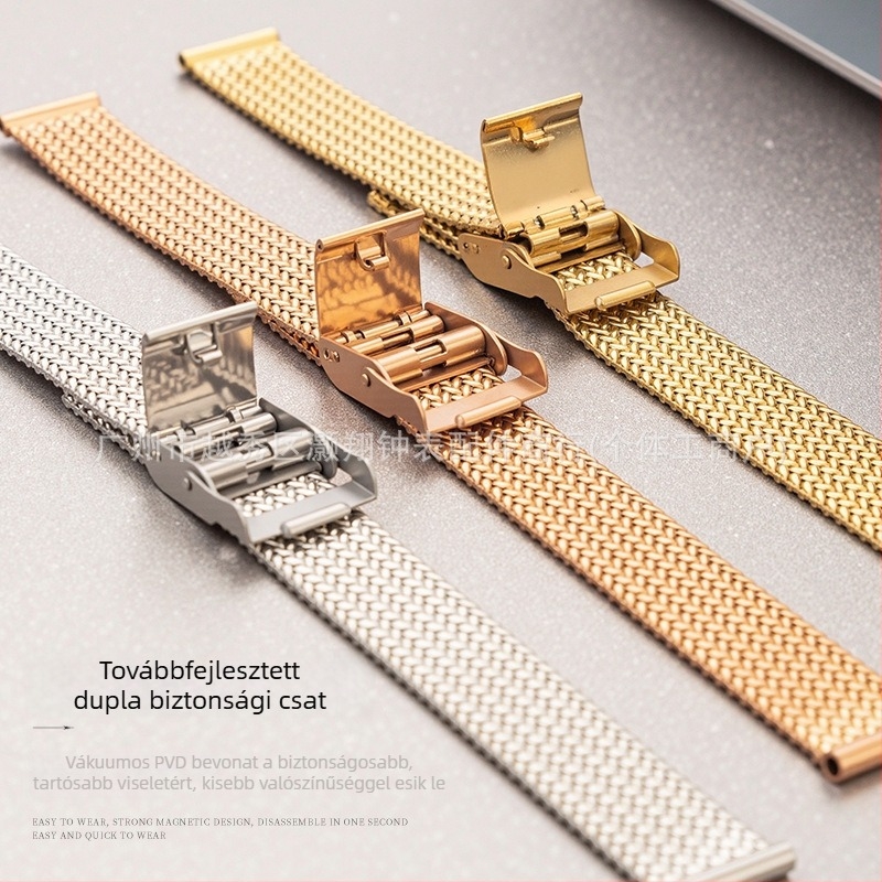 DW Milánói fém hálós csuklópánt rozsdamentes acélból, herringbone mintázat, Apple Watch S9-hez