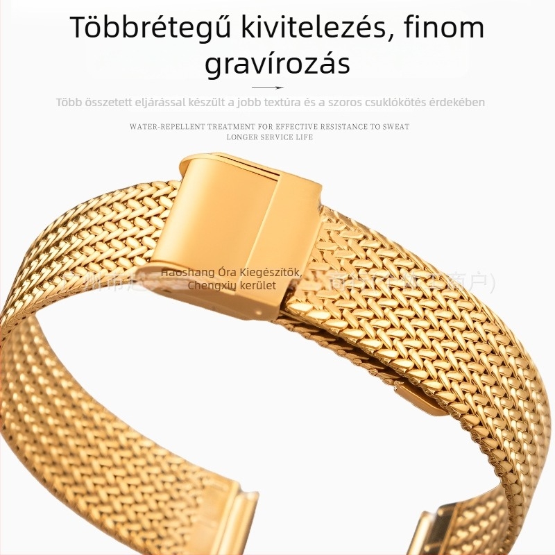 DW Milánói fém hálós csuklópánt rozsdamentes acélból, herringbone mintázat, Apple Watch S9-hez