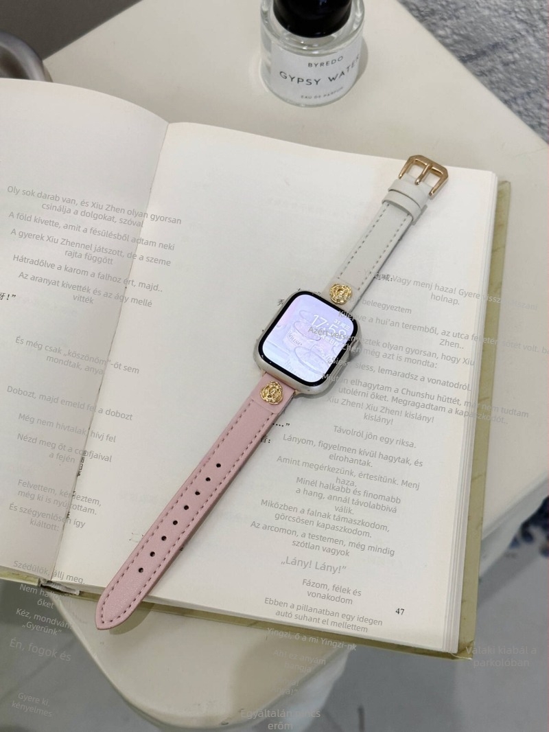 Bőr színblokkolt Camellia csuklópánt Apple Watch S9-hez, női modell, 14 mm, Ultra SE kompatibilis