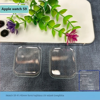 Apple Watch S9 41/45mm ívelt UV-edzett teljes kijelzős védőfólia mini verzióval és tokkal