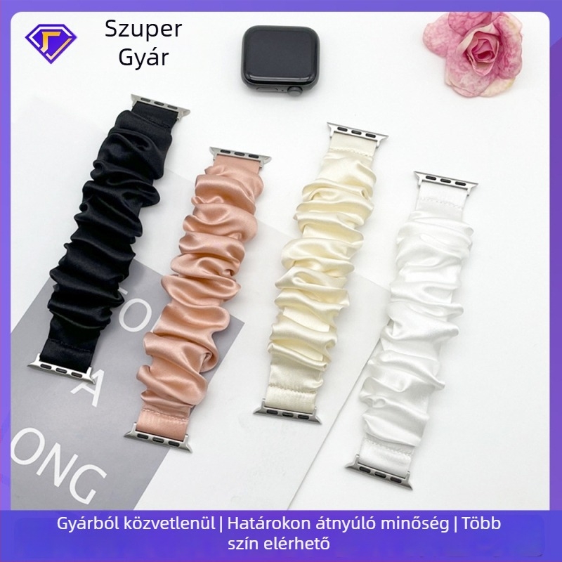 Mulberry selyem anyagú rugalmas óraszíj Apple Watch 7/8-hoz, egyszínű, 22 mm csatlakozási szélesség, méretek 38/40/41 mm és 42/44/45 mm