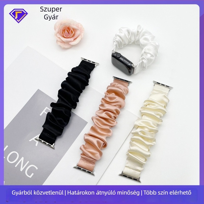 Mulberry selyem anyagú rugalmas óraszíj Apple Watch 7/8-hoz, egyszínű, 22 mm csatlakozási szélesség, méretek 38/40/41 mm és 42/44/45 mm