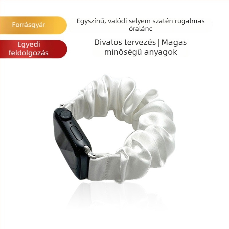 Mulberry selyem anyagú rugalmas óraszíj Apple Watch 7/8-hoz, egyszínű, 22 mm csatlakozási szélesség, méretek 38/40/41 mm és 42/44/45 mm