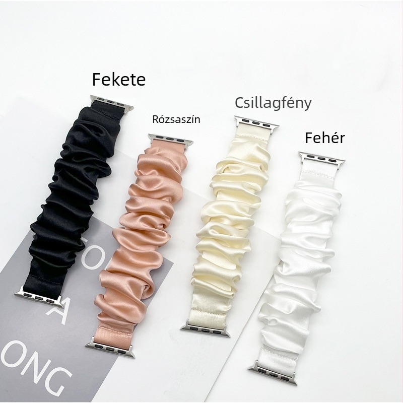 Mulberry selyem anyagú rugalmas óraszíj Apple Watch 7/8-hoz, egyszínű, 22 mm csatlakozási szélesség, méretek 38/40/41 mm és 42/44/45 mm