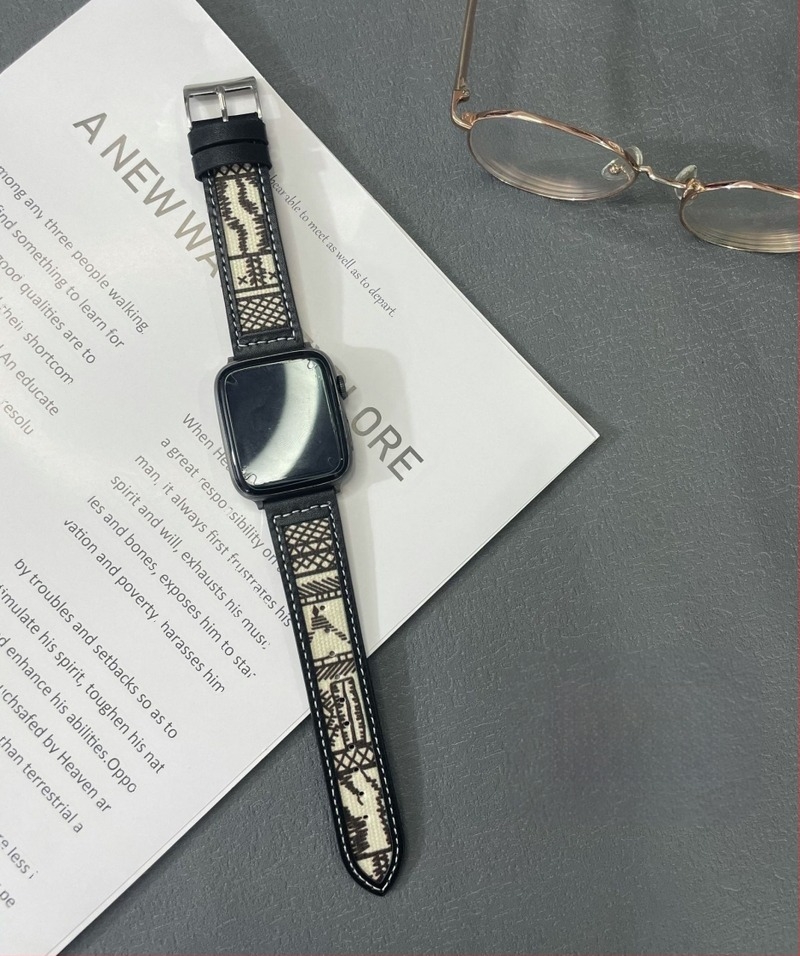 Apple Watch szíj valódi bőr és vászonból, vintage koreai stílus, 22 mm