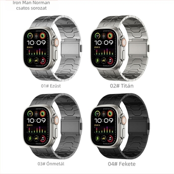 Apple Watch Ultra fém szíj Norman csattal és mágneses csattal, Iron Man stílus