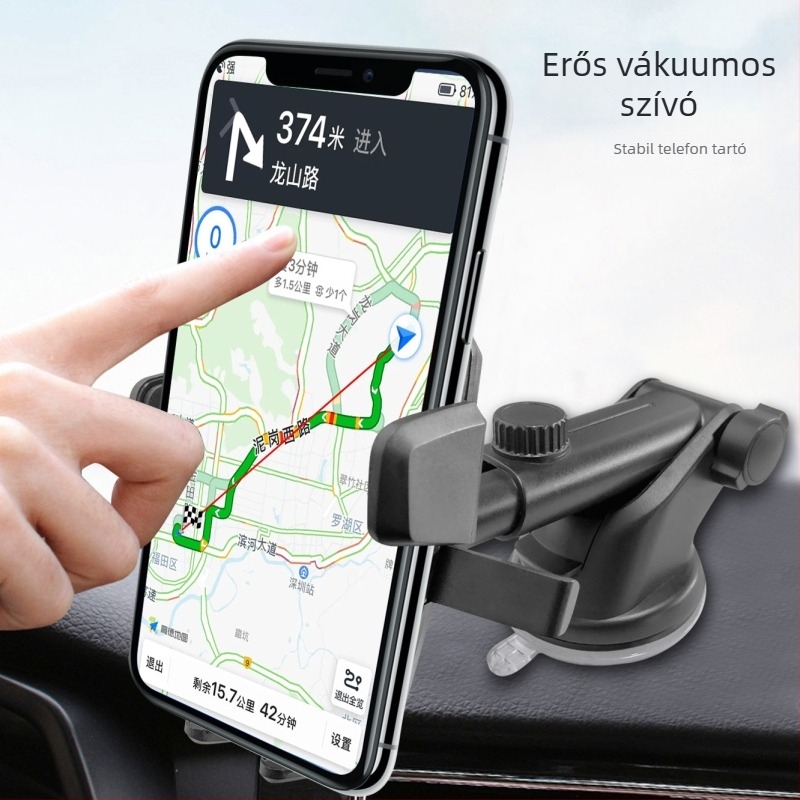 Autó navigációs telefon-tartó vákuumos rögzítéssel, univerzális kompatibilitás, teleszkópos automata zár, az első szélvédőre