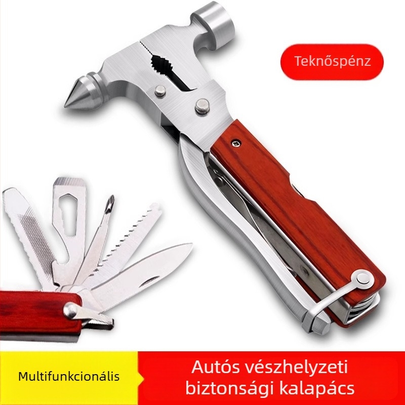 Autó ablaktörő – többfunkciós biztonsági kalapács üvegvágóval, rozsdamentes acélból, súly 0.39