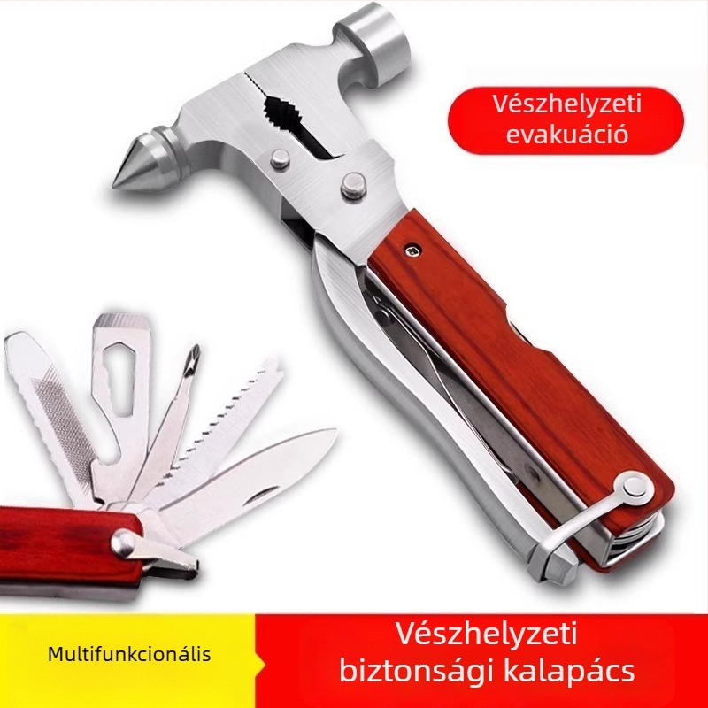 Autó ablaktörő – többfunkciós biztonsági kalapács üvegvágóval, rozsdamentes acélból, súly 0.39