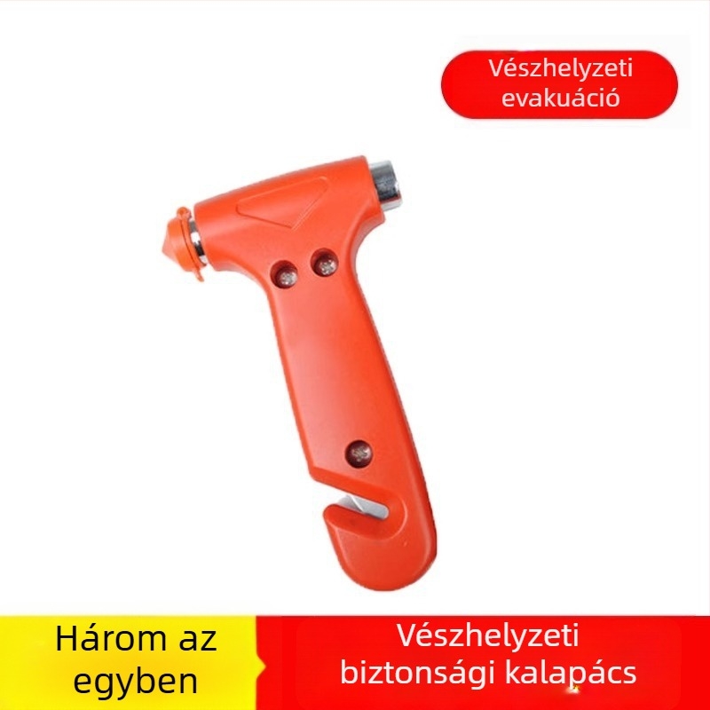 Autó ablaktörő – többfunkciós biztonsági kalapács üvegvágóval, rozsdamentes acélból, súly 0.39