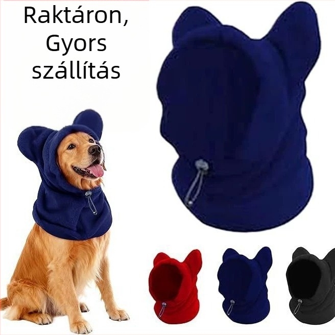 Kutyák téli kapucnis sál - Monokróm minta, Poliészter, Sima szövet, Nyomtatás, Négy évszak