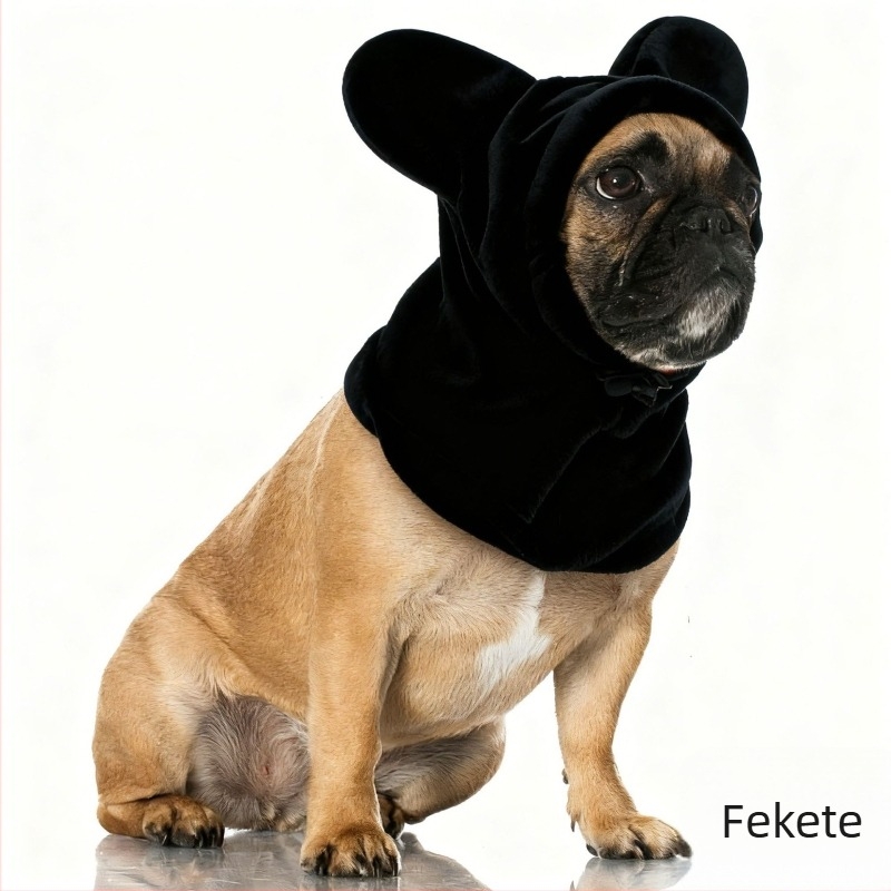 Kutyák téli kapucnis sál - Monokróm minta, Poliészter, Sima szövet, Nyomtatás, Négy évszak