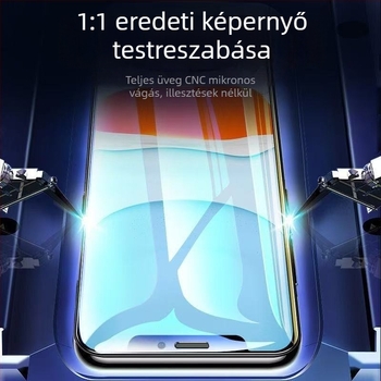 Edzett üveg előlapi védő iPhone 11 Pro Maxhez, teljes képernyő, ütésálló, kékfény-szűrő
