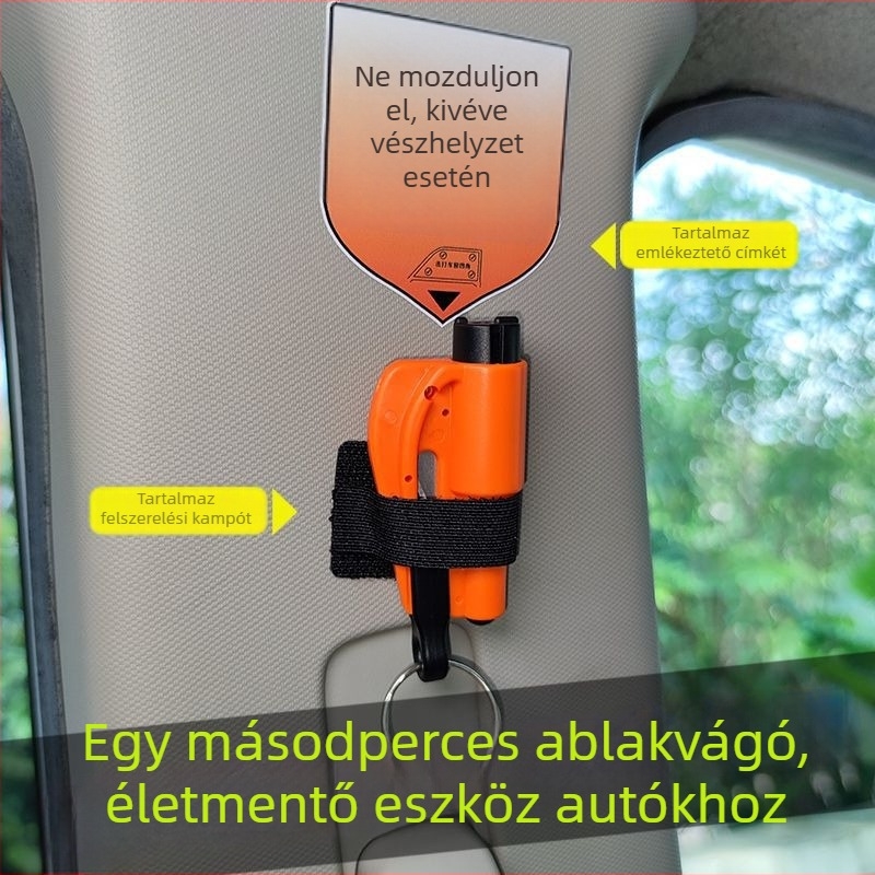 Autós vészhelyzeti szerszám – ablakbetörésre és életmentő funkciókra, többfunkciós