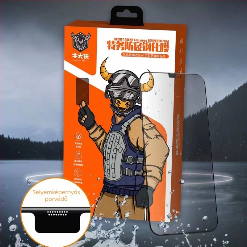 Apple iPhone X/14/15 Pro-hoz készült edzett üveg előlapi kijelzővédő – Anti-spy, Teljes képernyő, Porálló, Robbanásbiztos, HD