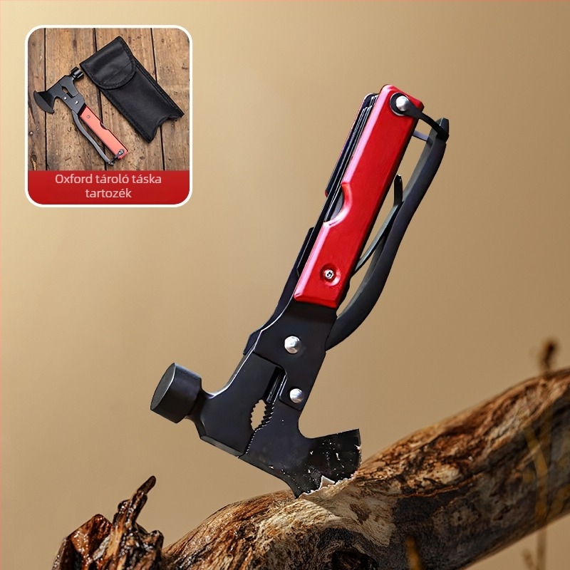 Autómentő vészhelyzeti ablakbetörő kalapács és többfunkciós szerszámkészlet összecsukható késsel és fogóval