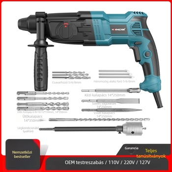 Hengpeng elektromos ütvefúró – 220V, hálózatról, 3 üzemmód: ütőfúrás / sima fúrás / vésés