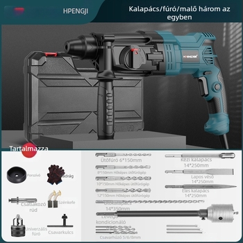Hengpeng elektromos ütvefúró – 220V, hálózatról, 3 üzemmód: ütőfúrás / sima fúrás / vésés
