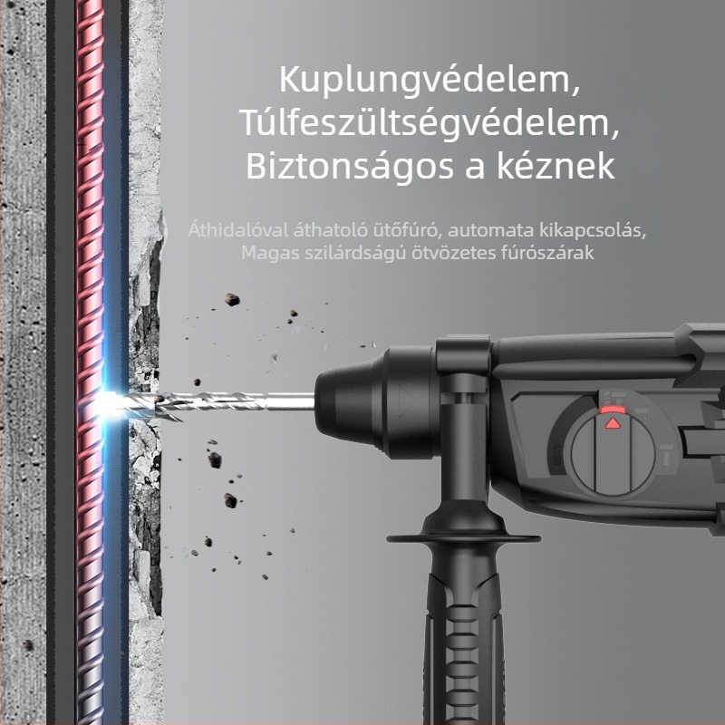 Hengpeng elektromos ütvefúró – 220V, hálózatról, 3 üzemmód: ütőfúrás / sima fúrás / vésés