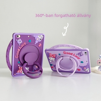 Kuromi szilikon védőtok iPadhez — teljes, karikatúra-stílusú kivitel; anyag: szilikon; forrópréses kivitel; kompatibilis az Apple iPad modellekkel