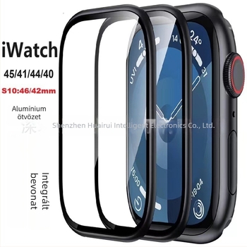 Edzett üveg képernyővédő fólia Apple Watch Series 7/8/9-hez, alumíniumötvözet kerettel