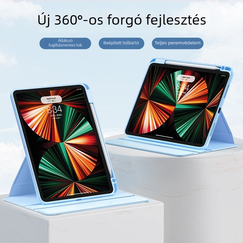 Szilikon védőtok Apple iPad Pro / iPad Air 4-hez, háromhajtású dizájn, alvás/ébresztés funkció, elektroplakált felület