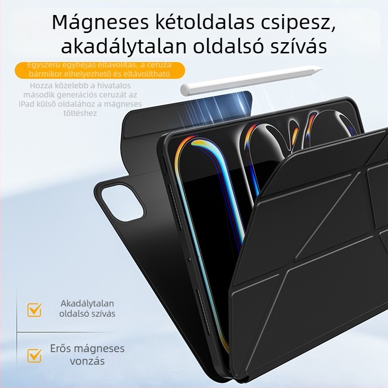 Benwis 2026 Pro 11 hüvelykes tablet védőtok tolltartóval és háromrészes állvánnyal, Apple iPad 11 hüvelykhez