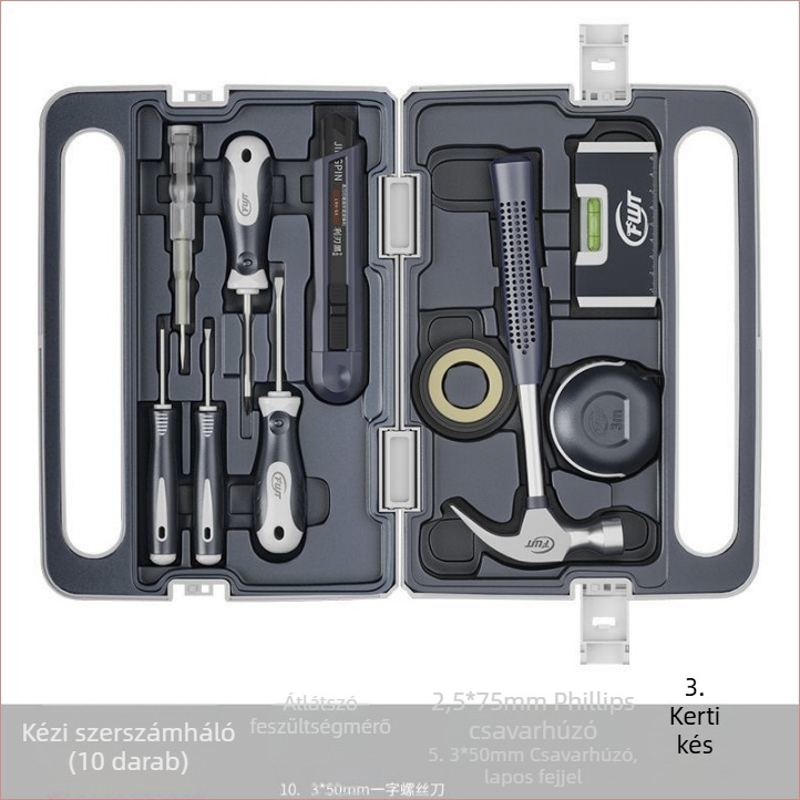 Fengwick 12 részes szerszámkészlet króm-vanádium acélból, kovácsolt, háztartási karbantartáshoz, többfunkciós szerszámos doboz