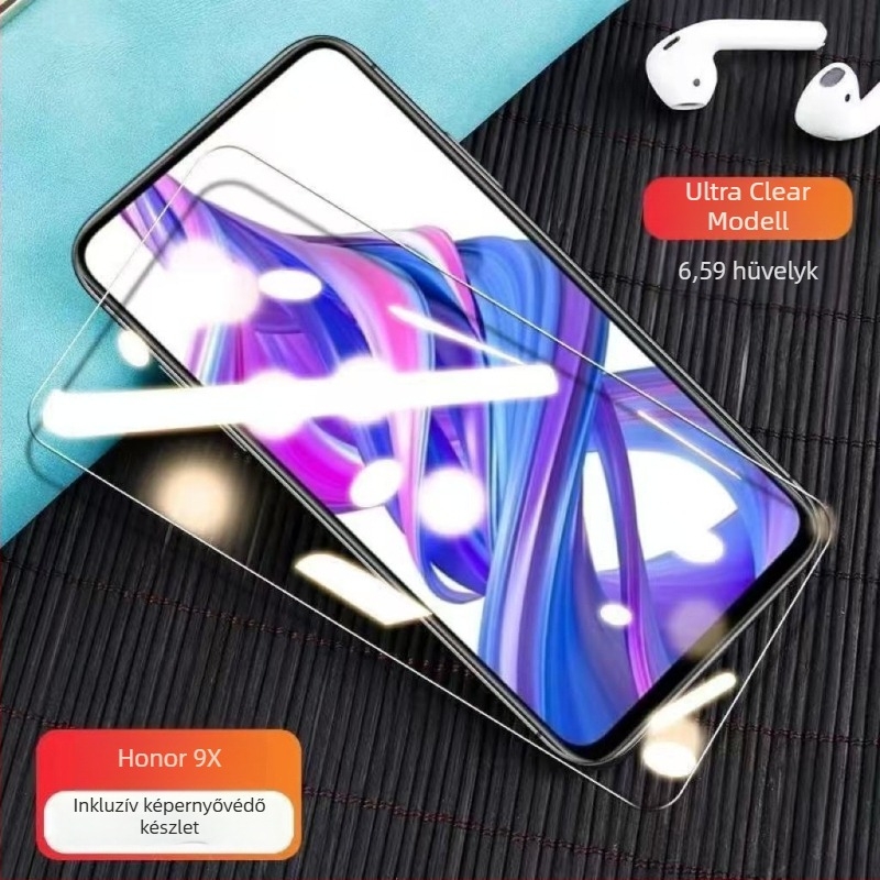 HONOR 9X/9X Pro számára edzett üveg képernyővédő teljes körű fedéssel, HD élességgel, ujjlenyomat-mentes, kékfény elleni védelemmel