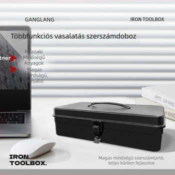 Klip Fém szerszámosláda, T-360A sorozat, egyrétegű hordozható kivitel, multifunkcionális szerszámtartó doboz otthonra és járműhöz
